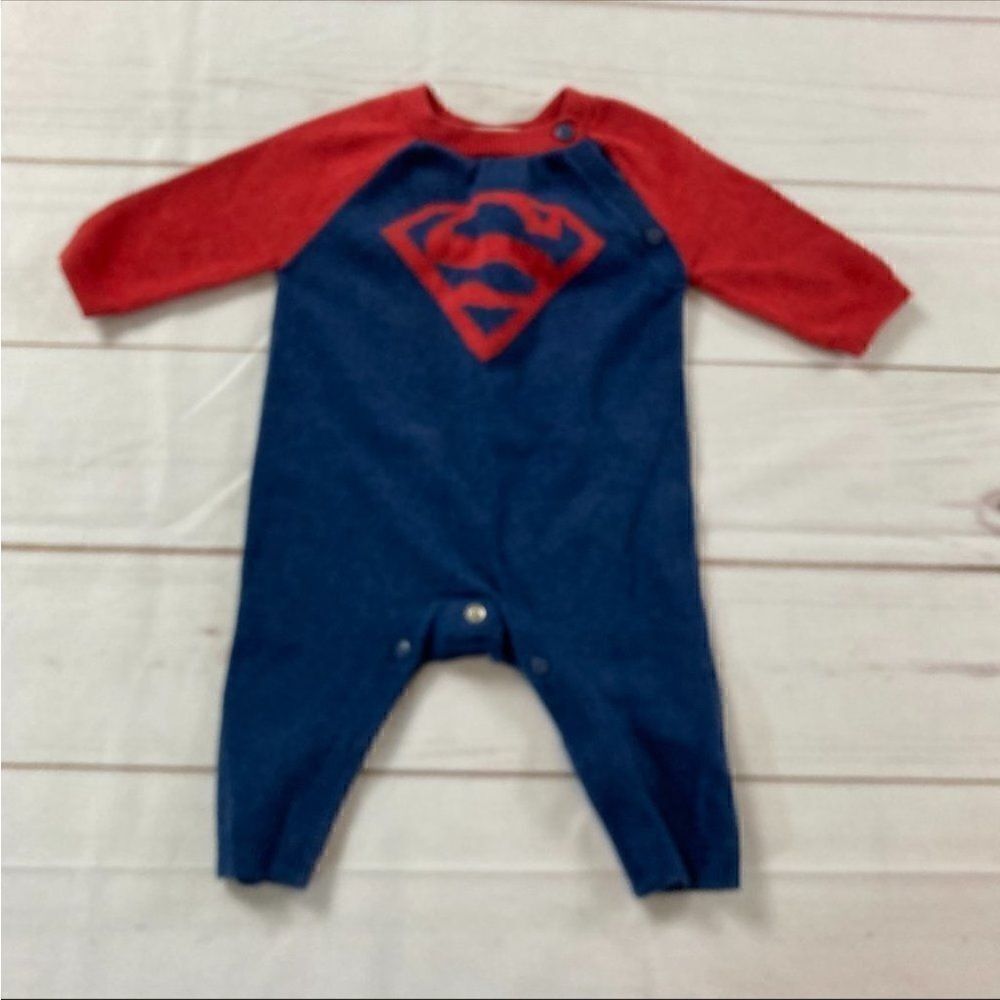 Gap Baby Red Blue Junk Food Superman Romper 0-3 M